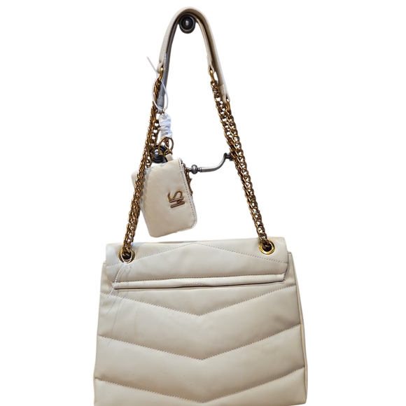 Steve Madden Bparker Oatmilk Cream Quilted Shoulder Bag With Change Wallet - Picture 9 of 15